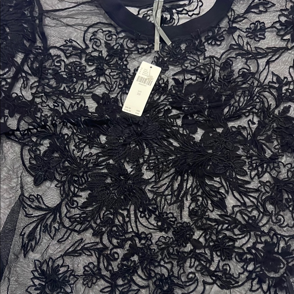 NWT Black Lace Top Anthropologie xs - Picture 2 of 4